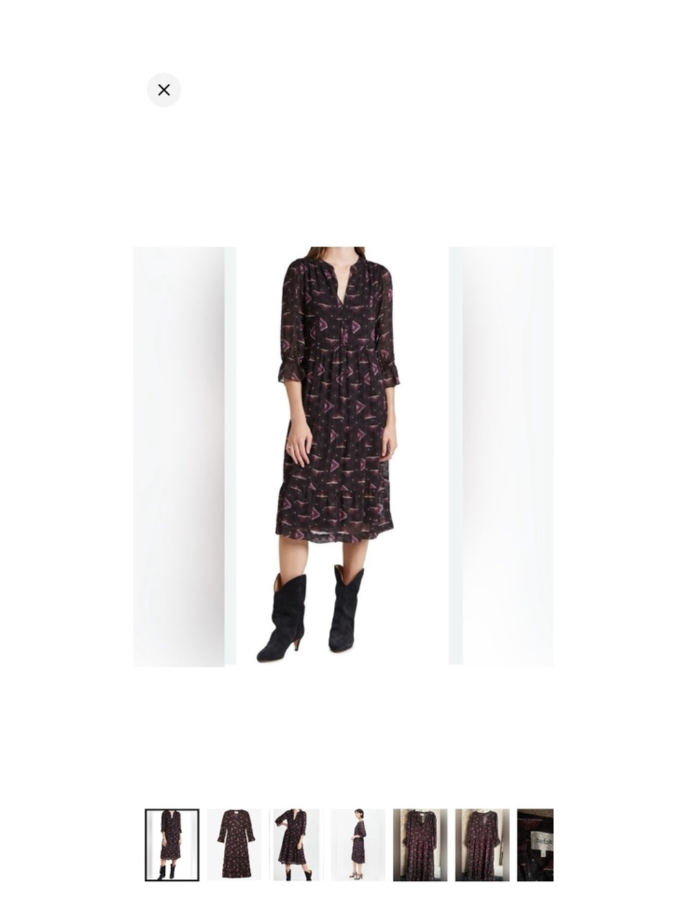 ba&sh Black purple Midi fall Dress geometric print viscose Size M